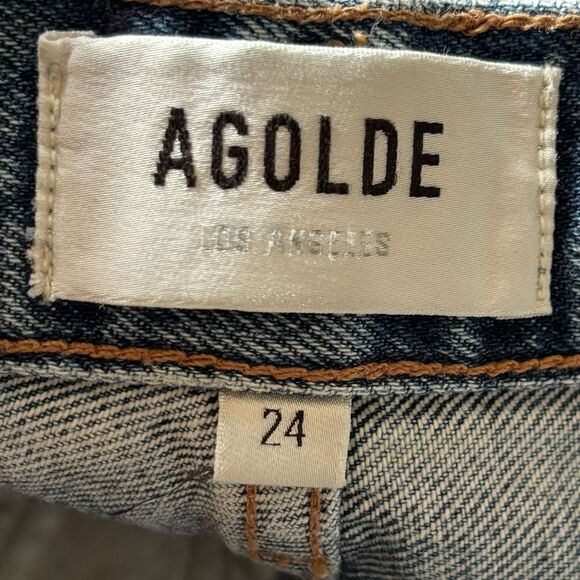 NWT Agolde Riley Blue Jeans High Rise Crop Ankle Straight Leg Size 24 - Picture 14 of 14